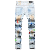 Amiri Jeans Stars Ripped Stretch Jeans
